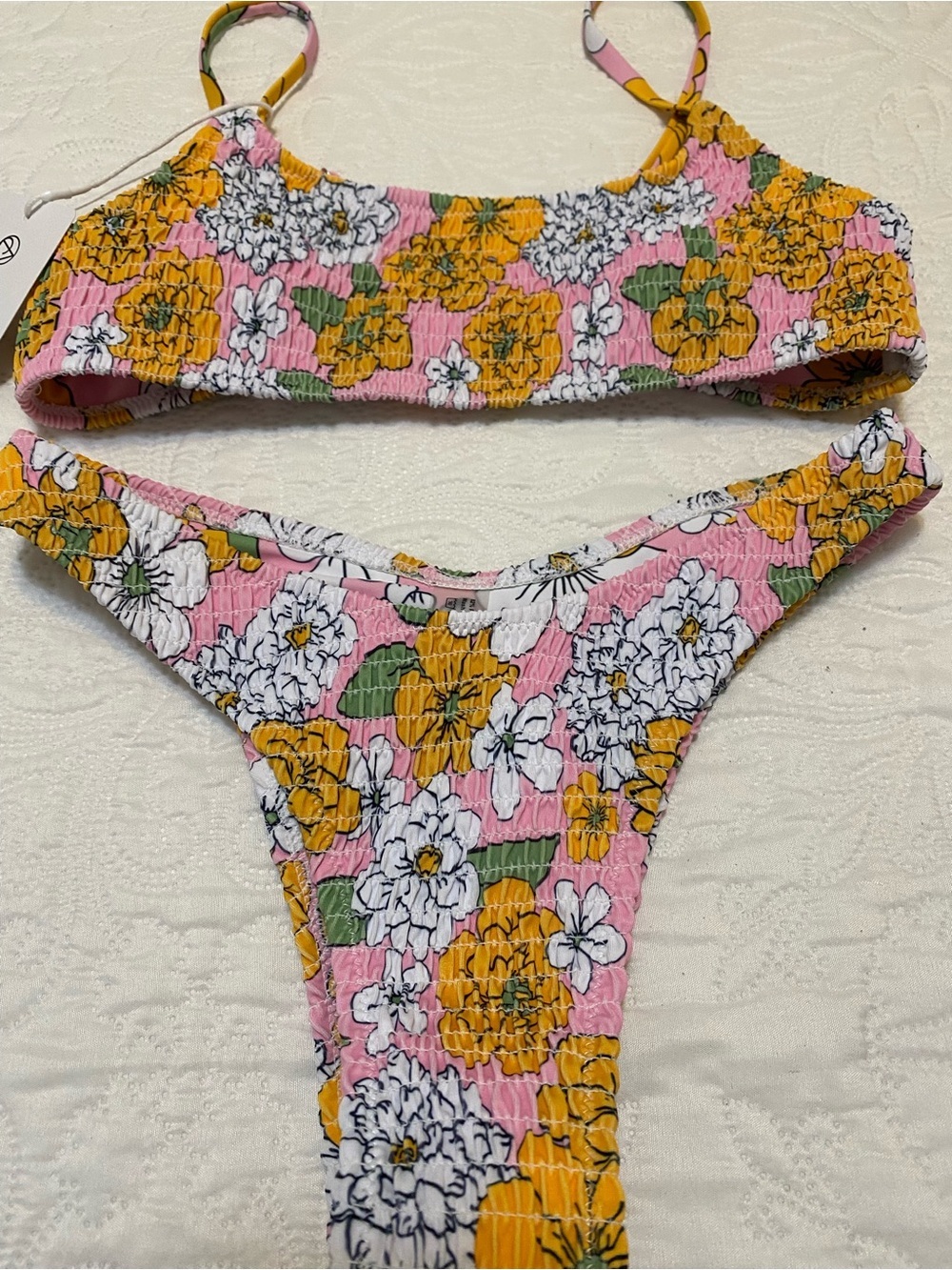 Anotherchill Floral Smocked Bikini Set - Pink - Picture 8 of 10